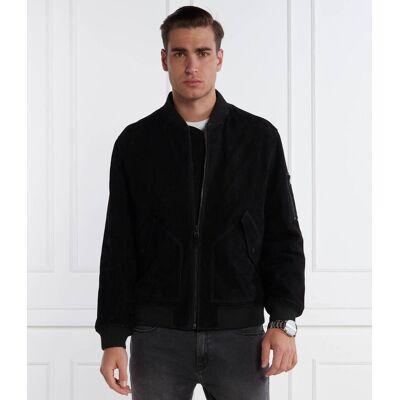 HUGO Kurtka bomber Leato Regular Fit zamsz czarny L HUGO Kurtka bomber Leato Regular Fit zamsz czarny L