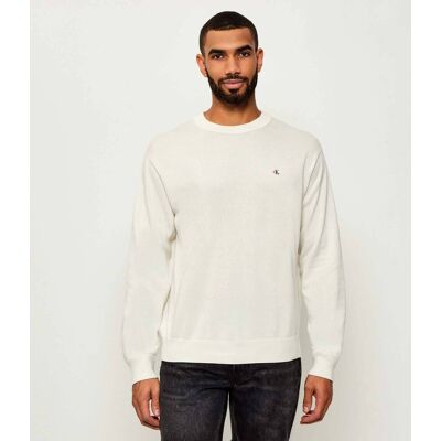 Calvin Klein Jeans Sweter Regular Fit ecru L Calvin Klein Jeans Sweter Regular Fit ecru L