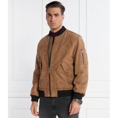 HUGO Kurtka bomber Leato Regular Fit zamsz brązowy L HUGO Kurtka bomber Leato Regular Fit zamsz brązowy L