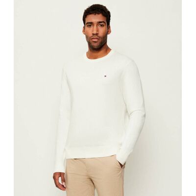 Tommy Hilfiger Sweter Regular Fit z dodatkiem kaszmiru ecru S Tommy Hilfiger Sweter Regular Fit z dodatkiem kaszmiru ecru S