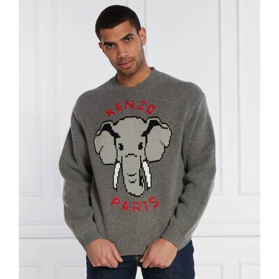 Kenzo Wełniany sweter Comfort fit szary XL Kenzo Wełniany sweter Comfort fit szary XL
