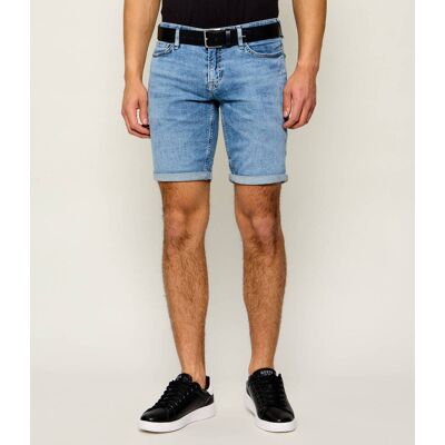 Guess Jeansowe szorty Sonny Slim Fit z dodatkiem lnu niebieski 32 Guess Jeansowe szorty Sonny Slim Fit z dodatkiem lnu niebieski 32
