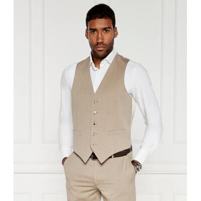 Oscar Jacobson Wełniana kamizelka Carlo Slim Fit beżowy 50 Oscar Jacobson Wełniana kamizelka Carlo Slim Fit beżowy 50