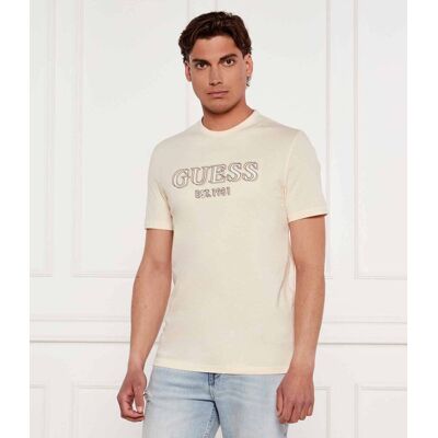 Guess T-shirt Slim Fit kremowy L Guess T-shirt Slim Fit kremowy L