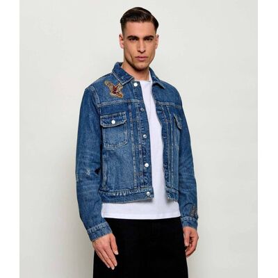 AllSaints Kurtka jeansowa EXILE Slim Fit niebieski M AllSaints Kurtka jeansowa EXILE Slim Fit niebieski M