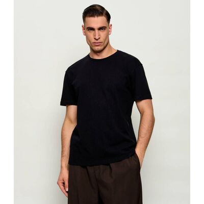 AllSaints T-shirt FLAX Regular Fit z dodatkiem lnu czarny M AllSaints T-shirt FLAX Regular Fit z dodatkiem lnu czarny M