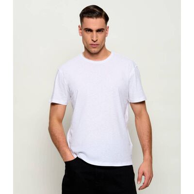 AllSaints T-shirt FLAX Regular Fit z dodatkiem lnu biały XL AllSaints T-shirt FLAX Regular Fit z dodatkiem lnu biały XL
