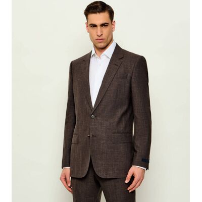 BLACK Wełniana marynarka SB-SuitJacket-262_DB BOSS X BECKHAM Slim Fit z dodatkiem jedwabiu brązowy 52 BLACK Wełniana marynarka SB-SuitJacket-262_DB BOSS X BECKHAM Slim Fit z dodatkiem jedwabiu brązowy 52