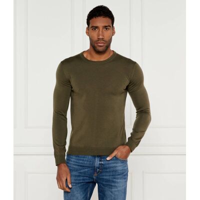 HUGO Wełniany sweter San Cedric Regular Fit zielony XXL HUGO Wełniany sweter San Cedric Regular Fit zielony XXL