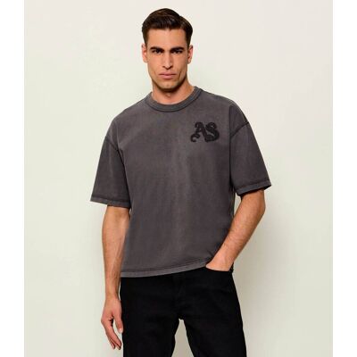 AllSaints T-shirt INSIGNIA Loose fit grafitowy S AllSaints T-shirt INSIGNIA Loose fit grafitowy S