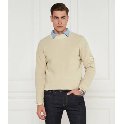 Calvin Klein Jeans Sweter Regular Fit kremowy S Calvin Klein Jeans Sweter Regular Fit kremowy S