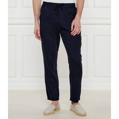 Guess Underwear Lniane spodnie FLUID Regular Fit granatowy L Guess Underwear Lniane spodnie FLUID Regular Fit granatowy L