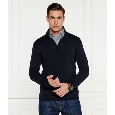 HUGO Wełniany sweter San Pepe-M1 Regular Fit granatowy M HUGO Wełniany sweter San Pepe-M1 Regular Fit granatowy M