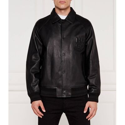 HUGO Skórzana kurtka bomber Larston Regular Fit czarny XL HUGO Skórzana kurtka bomber Larston Regular Fit czarny XL
