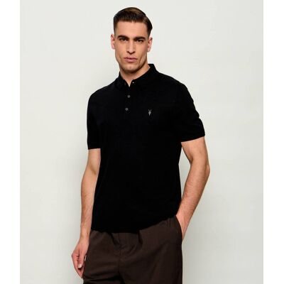 AllSaints Wełniane polo Ramskull Slim Fit czarny L AllSaints Wełniane polo Ramskull Slim Fit czarny L