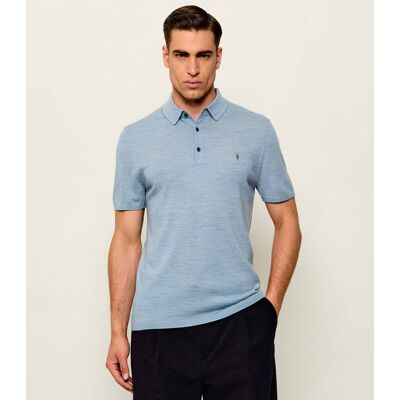 AllSaints Wełniane polo Ramskull Slim Fit niebieski XXL AllSaints Wełniane polo Ramskull Slim Fit niebieski XXL