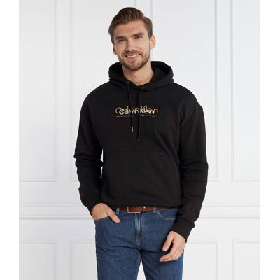Calvin Klein Bluza DOUBLE FLOCK LOGO HOODIE Regular Fit czarny M Calvin Klein Bluza DOUBLE FLOCK LOGO HOODIE Regular Fit czarny M