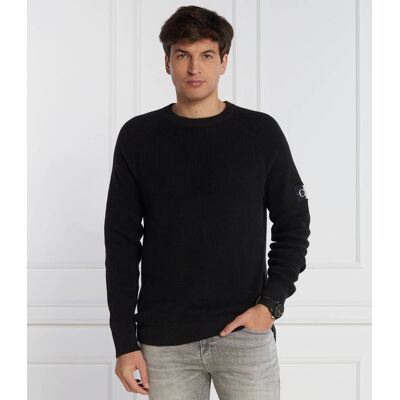 Calvin Klein Jeans Sweter BADGE EASY Regular Fit czarny XXL Calvin Klein Jeans Sweter BADGE EASY Regular Fit czarny XXL