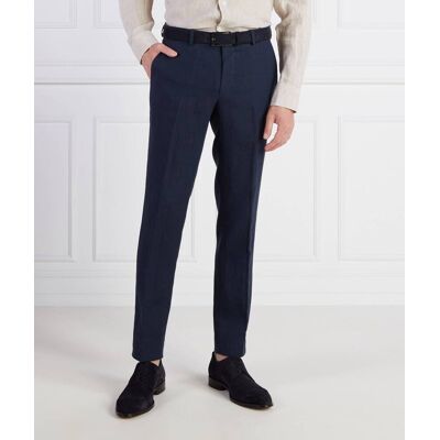 Oscar Jacobson Lniane spodnie Regular Fit granatowy 52 Oscar Jacobson Lniane spodnie Regular Fit granatowy 52