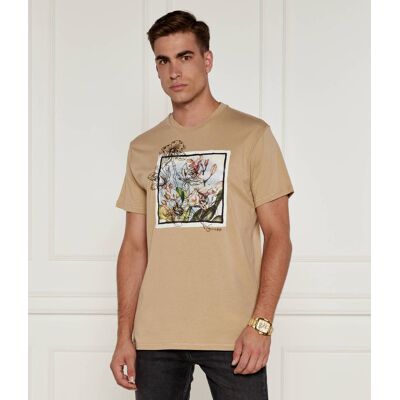 Guess T-shirt FLOWER BOX Regular Fit beżowy XL Guess T-shirt FLOWER BOX Regular Fit beżowy XL