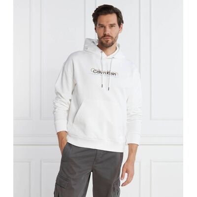 Calvin Klein Bluza DOUBLE FLOCK LOGO HOODIE Regular Fit biały XXL Calvin Klein Bluza DOUBLE FLOCK LOGO HOODIE Regular Fit biały XXL
