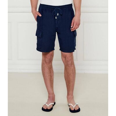 Vilebrequin Lniane szorty BAIE Regular Fit granatowy M Vilebrequin Lniane szorty BAIE Regular Fit granatowy M