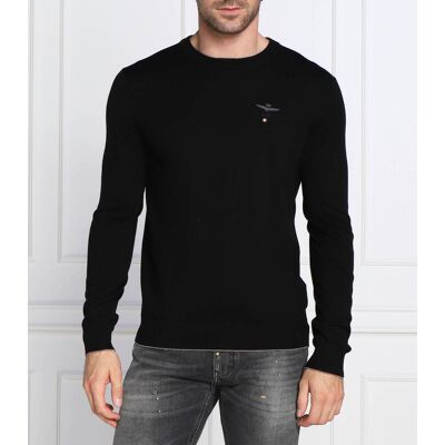 Aeronautica Militare Wełniany sweter Regular Fit czarny XXXL Aeronautica Militare Wełniany sweter Regular Fit czarny XXXL