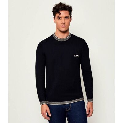 Giorgio Armani Emporio Armani Wełniany sweter Regular Fit granatowy XL Giorgio Armani Emporio Armani Wełniany sweter Regular Fit granatowy XL