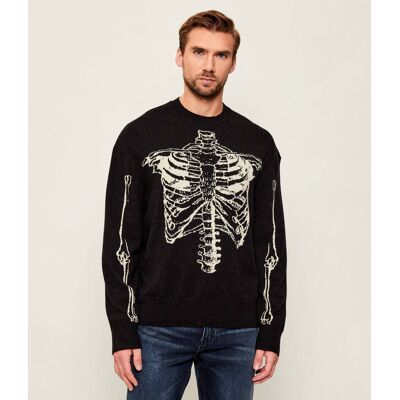 AllSaints Wełniany sweter SKELLI Oversize fit czarny XL AllSaints Wełniany sweter SKELLI Oversize fit czarny XL
