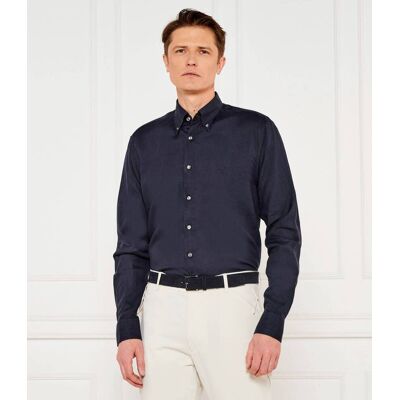 Oscar Jacobson Lniana koszula Regular Fit granatowy XXL Oscar Jacobson Lniana koszula Regular Fit granatowy XXL