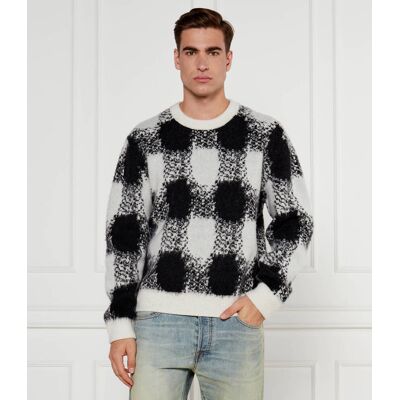 HUGO Sweter Shequer Oversize fit z dodatkiem wełny biały XXL HUGO Sweter Shequer Oversize fit z dodatkiem wełny biały XXL