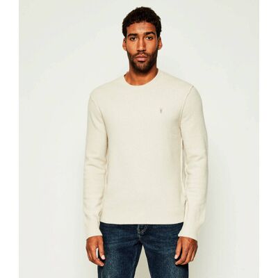 AllSaints Sweter STATTEN Regular Fit z dodatkiem wełny beżowy XXL AllSaints Sweter STATTEN Regular Fit z dodatkiem wełny beżowy XXL