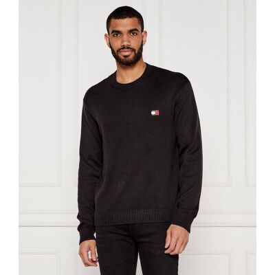 Tommy Jeans Sweter Regular Fit z dodatkiem wełny czarny S Tommy Jeans Sweter Regular Fit z dodatkiem wełny czarny S