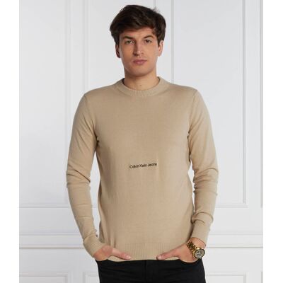 Calvin Klein Jeans Sweter Regular Fit beżowy XL Calvin Klein Jeans Sweter Regular Fit beżowy XL