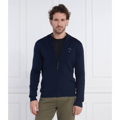 Aeronautica Militare Wełniany kardigan Regular Fit granatowy XL Aeronautica Militare Wełniany kardigan Regular Fit granatowy XL
