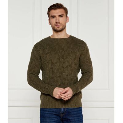 Guess Sweter EVANDER Regular Fit z dodatkiem wełny khaki XL Guess Sweter EVANDER Regular Fit z dodatkiem wełny khaki XL