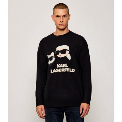 Karl Lagerfeld Sweter Relaxed fit z dodatkiem wełny czarny S Karl Lagerfeld Sweter Relaxed fit z dodatkiem wełny czarny S