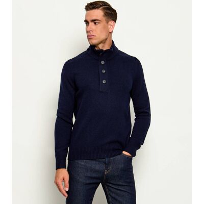 Gran Sasso Wełniany sweter Mock With Bot. Regular Fit granatowy 52 Gran Sasso Wełniany sweter Mock With Bot. Regular Fit granatowy 52