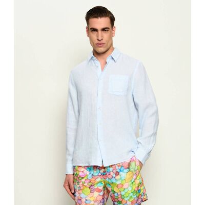 Vilebrequin Lniana koszula CAROUBIS Regular Fit błękitny XL Vilebrequin Lniana koszula CAROUBIS Regular Fit błękitny XL