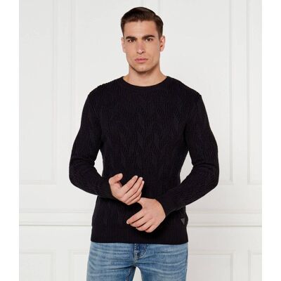Guess Sweter EVANDER Regular Fit z dodatkiem wełny czarny XL Guess Sweter EVANDER Regular Fit z dodatkiem wełny czarny XL