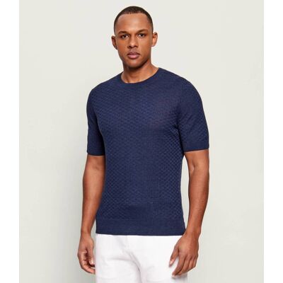 Gran Sasso Lniany t-shirt Slim Fit granatowy 56 Gran Sasso Lniany t-shirt Slim Fit granatowy 56