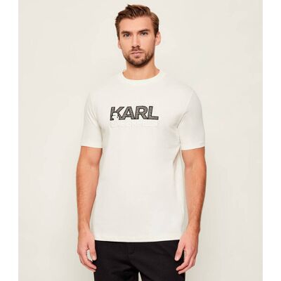 Karl Lagerfeld T-shirt Regular Fit z dodatkiem wełny ecru M Karl Lagerfeld T-shirt Regular Fit z dodatkiem wełny ecru M
