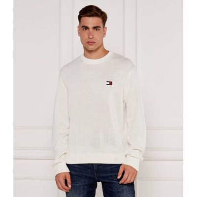 Tommy Jeans Sweter Regular Fit z dodatkiem wełny biały M Tommy Jeans Sweter Regular Fit z dodatkiem wełny biały M
