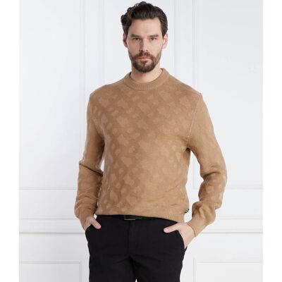 Boss BLACK Wełniany sweter Palao Regular Fit brązowy L Boss BLACK Wełniany sweter Palao Regular Fit brązowy L