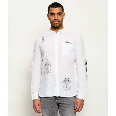 AllSaints Lniana koszula TERROR Relaxed fit biały M AllSaints Lniana koszula TERROR Relaxed fit biały M