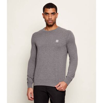 Boss ORANGE Sweter Kanovano_S Regular Fit z dodatkiem kaszmiru szary S Boss ORANGE Sweter Kanovano_S Regular Fit z dodatkiem kaszmiru szary S