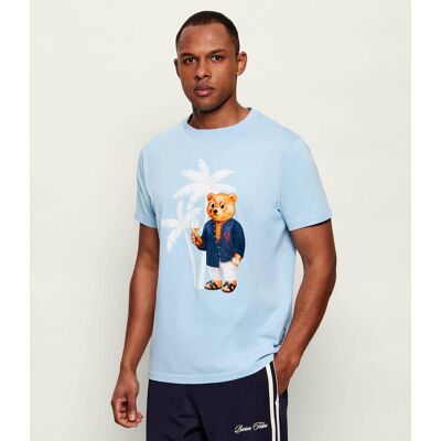Baron Filou T-shirt CLXIV. PALMS Regular Fit błękitny S Baron Filou T-shirt CLXIV. PALMS Regular Fit błękitny S