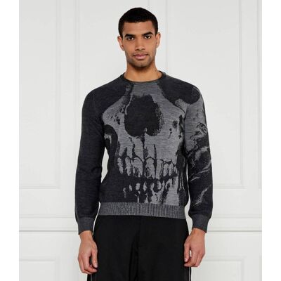 Alexander McQueen Wełniany sweter Regular Fit grafitowy M Alexander McQueen Wełniany sweter Regular Fit grafitowy M