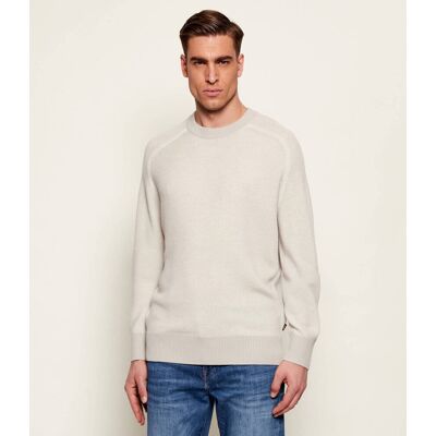 Boss ORANGE Wełniany sweter Akajer Relaxed fit beżowy XXL Boss ORANGE Wełniany sweter Akajer Relaxed fit beżowy XXL