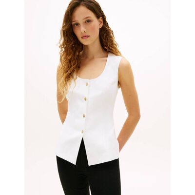Tommy Hilfiger Kamizelka Slim Fit z dodatkiem lnu biały 34 Tommy Hilfiger Kamizelka Slim Fit z dodatkiem lnu biały 34